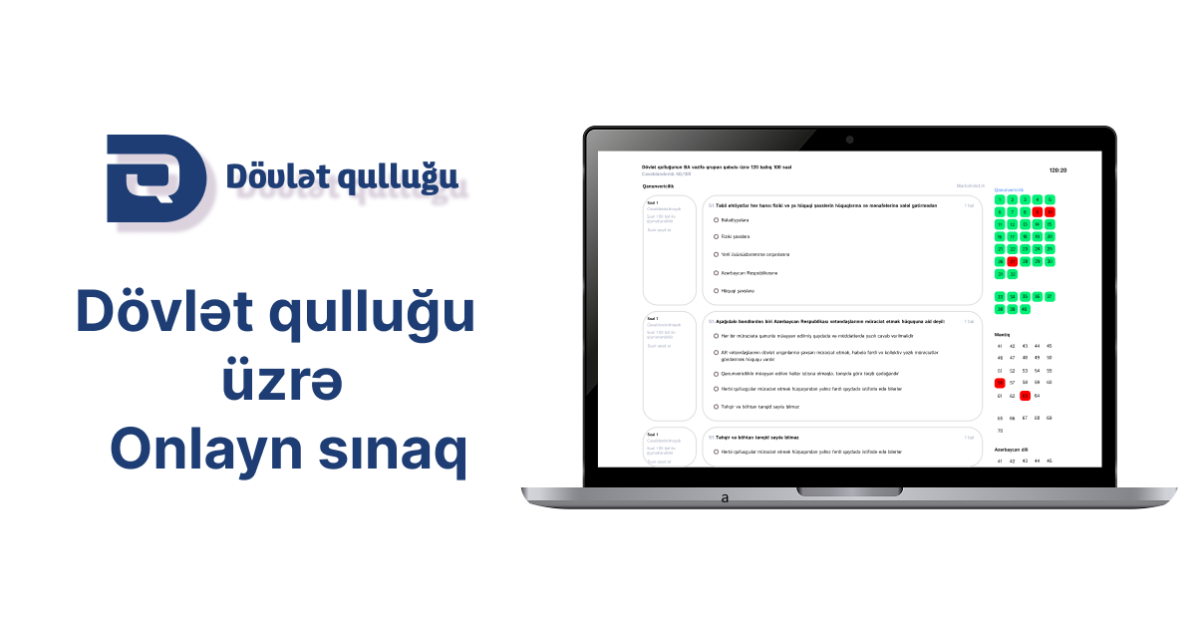 Dövlət Qulluğu Üzrə Onlayn Sınaq İmtahanı: Real İmtahan Simulyasiyası
